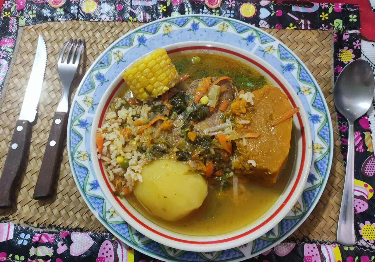 Cazuela (Clear Chicken Broth with Pumpkin, Corn and Potato)